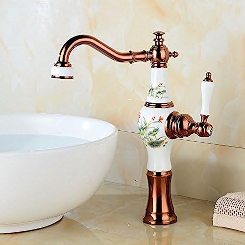 Kitchen & Bath Fixtures Taps Faucet,EuropUPC Gold Basin Faucet Rose Gold Retro Bathroom Hot and Cold Faucet