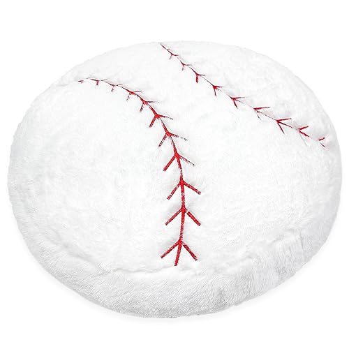 OurHonor Baseball Plush, 18 inch Baseball Pillow Soft Fluffy Football Stuffed Plushies Toy Comfortable Cushion Room Decorations Party Gift for Boy & Girls