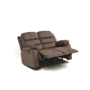 Pemberly Row Modern Microfiber Living Room Loveseat in Brown