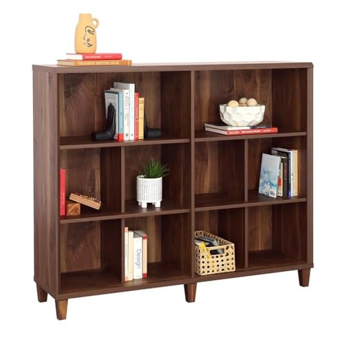 Pemberly Row Modern Engineered Wood Bookcase in Grand Walnut