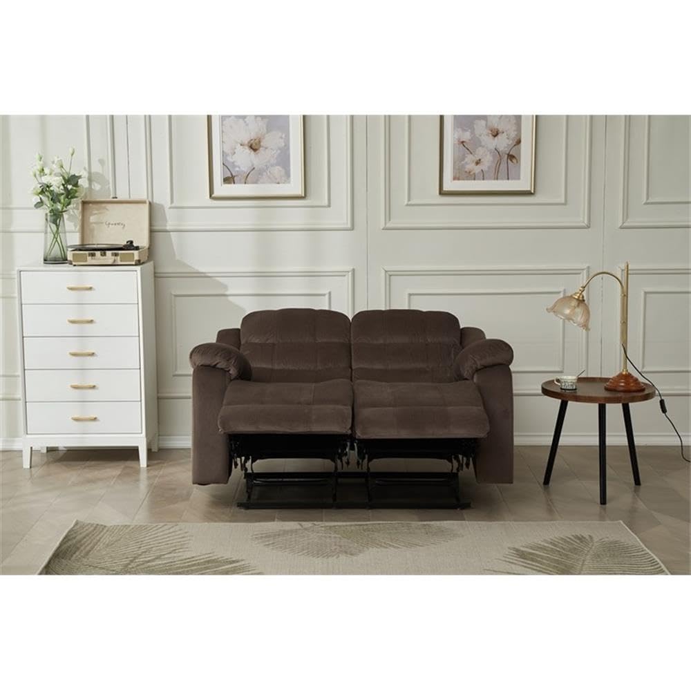 Pemberly Row Modern Microfiber Living Room Loveseat in Brown