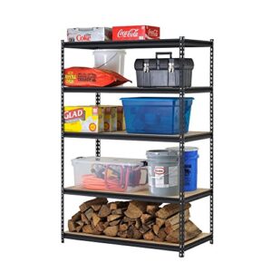 Kcelarec 5-Tier Utility Shelves, Metal Storage Shelves Garage Shelving Unit Adjustable Garage Storage Shelves Storage Racks Heavy Duty Shed Shelving (Black)