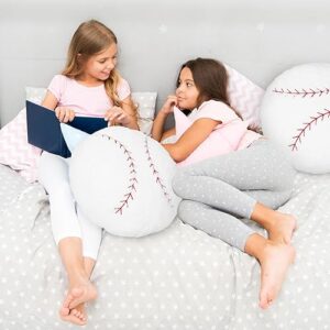 OurHonor Baseball Plush, 18 inch Baseball Pillow Soft Fluffy Football Stuffed Plushies Toy Comfortable Cushion Room Decorations Party Gift for Boy & Girls