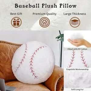 OurHonor Baseball Plush, 18 inch Baseball Pillow Soft Fluffy Football Stuffed Plushies Toy Comfortable Cushion Room Decorations Party Gift for Boy & Girls