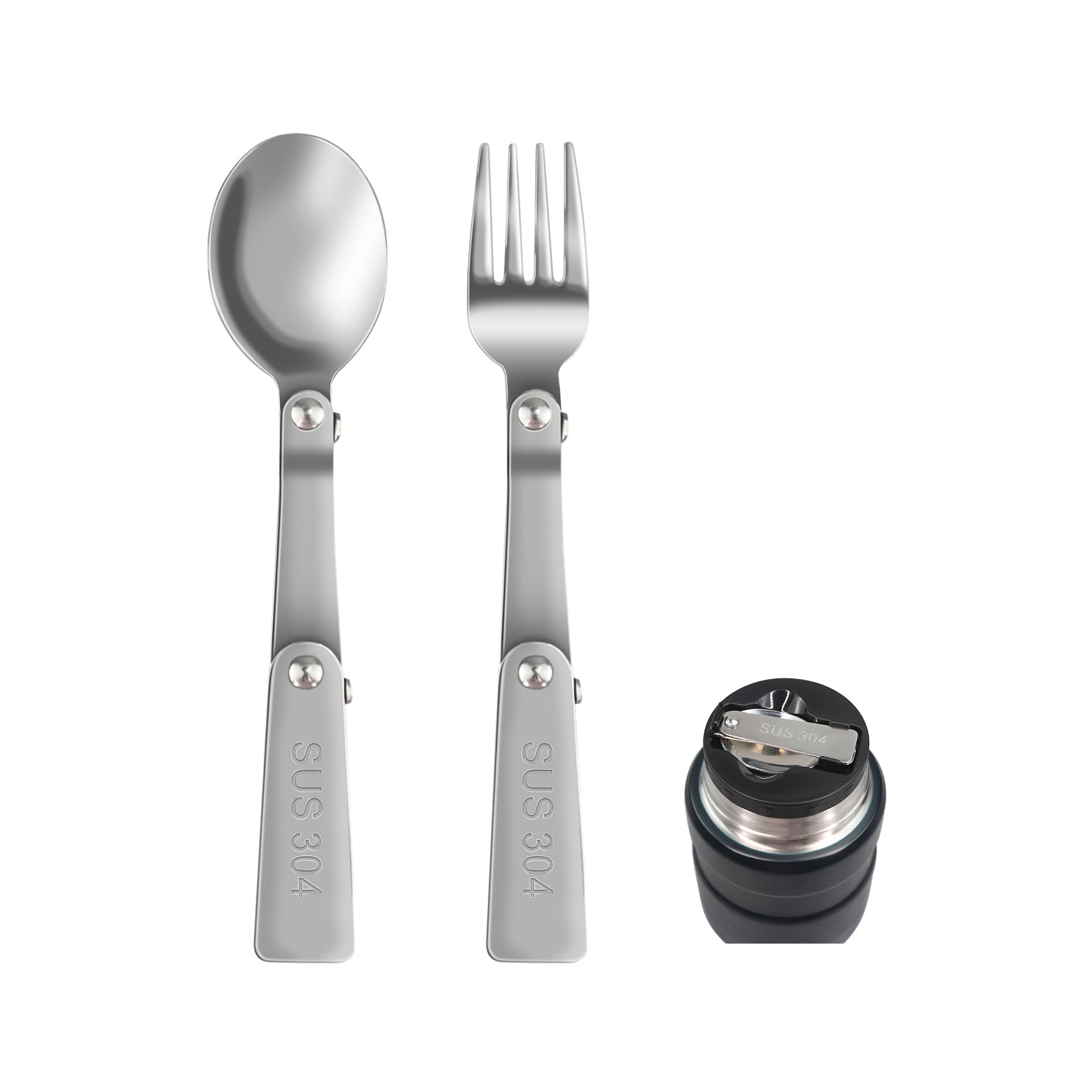 KLOWOAH Replacement Spoon and Dinner Forks Compatible with Thermos Food Jar 16 Oz (1 Spoon,1 Dinner Forks)