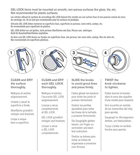 Umbra Flex Shower Storage Accessories with Patented Gel-Lock Technology Suction Cup, 5.8170000000000002 x 7.7469999999999999 x 6.1470000000000002 cm, White (Pack of 2)