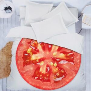 Tomato Blanket Funny Food Blanket for Adult & Kids, Soft Flannel Blanket Round Nap Wrap Blanket, Novelty Unique Ideas Gifts Blankets for Sofa Couch Camp Chair Gifts for Boys, Girls 59 Inches