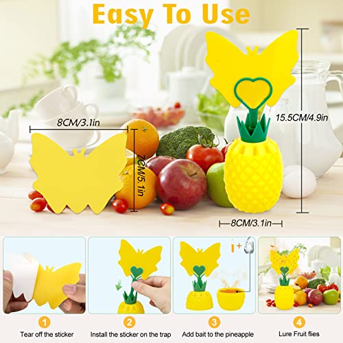 Fruit Fly Traps with 24Pcs Sticky Pads,Gnat Traps with Bait Non-Toxic Fruit Fly Traps for Indoors Outdoor Odorless Safe Fly Catcher Gnat Fruit Flies Trap Fly Insect Trap for Plant House Kitchen,4 Pack