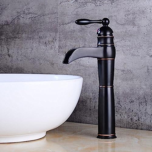 Kitchen & Bath Fixtures Taps Faucet,EuropUPC Black Ancient Faucet Above Counter Basin Hot and Cold Faucet Waterfall Bathroom Heightening Faucet