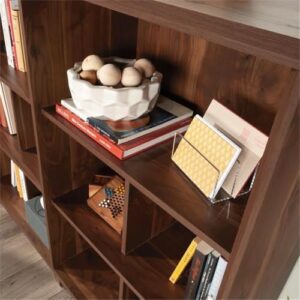 Pemberly Row Modern Engineered Wood Bookcase in Grand Walnut