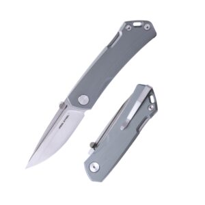 real steel luna maius eco edc folding knife - backlock, gray g10 handle, 10cr15comov blade - unique christmas birthday gifts for him, cool survival knife for emergency rescue hiking