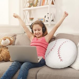 OurHonor Baseball Plush, 18 inch Baseball Pillow Soft Fluffy Football Stuffed Plushies Toy Comfortable Cushion Room Decorations Party Gift for Boy & Girls