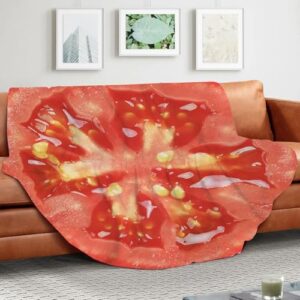 Tomato Blanket Funny Food Blanket for Adult & Kids, Soft Flannel Blanket Round Nap Wrap Blanket, Novelty Unique Ideas Gifts Blankets for Sofa Couch Camp Chair Gifts for Boys, Girls 59 Inches