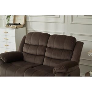 Pemberly Row Modern Microfiber Living Room Loveseat in Brown