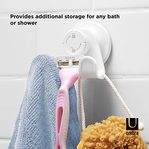 Umbra Flex Shower Storage Accessories with Patented Gel-Lock Technology Suction Cup, 5.8170000000000002 x 7.7469999999999999 x 6.1470000000000002 cm, White (Pack of 2)