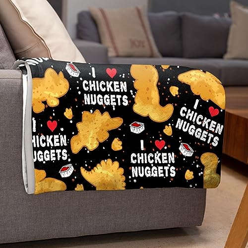 Chicken Nuggets Blanket - Ultra Soft Dino Nugget Flannel Blanket for Kids - Funny Food Blanket Home Decor for Bed Couch Living Room - Novelty Gift for Boys Girls,40"x50" for Kids