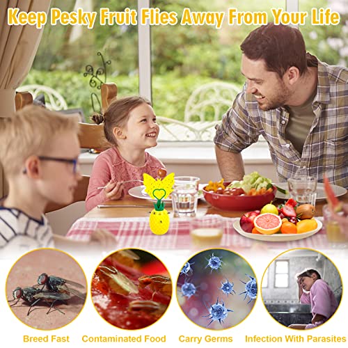 Fruit Fly Traps with 24Pcs Sticky Pads,Gnat Traps with Bait Non-Toxic Fruit Fly Traps for Indoors Outdoor Odorless Safe Fly Catcher Gnat Fruit Flies Trap Fly Insect Trap for Plant House Kitchen,4 Pack