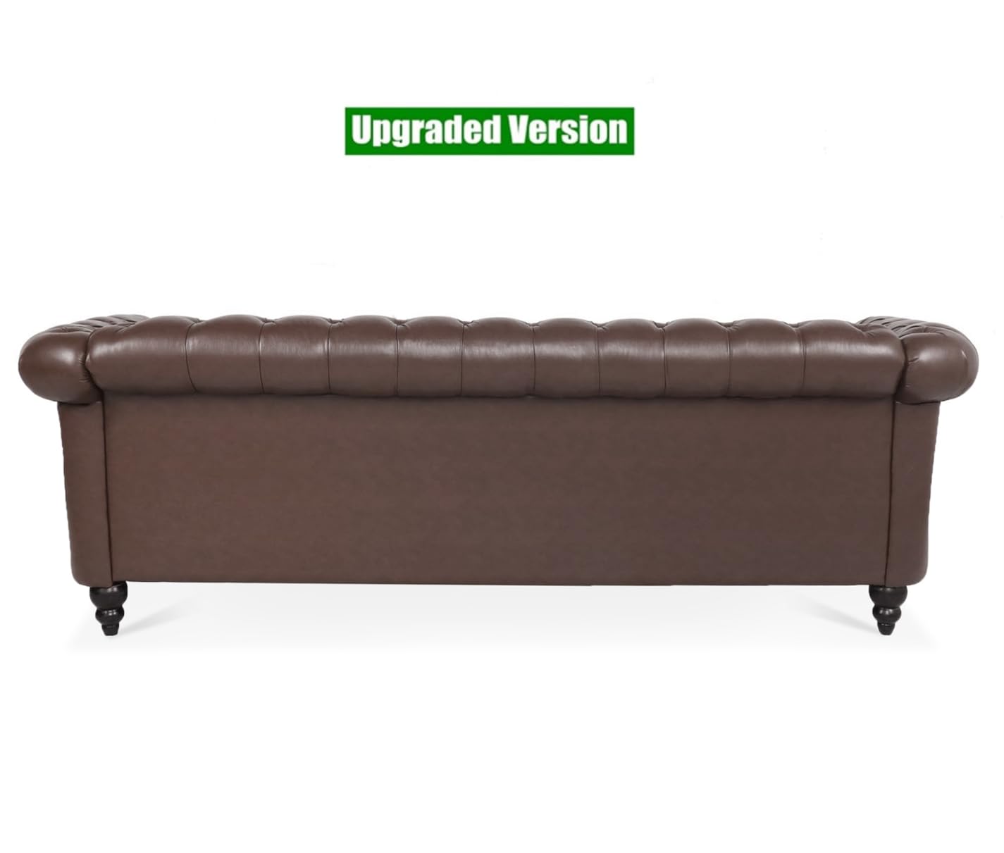 VENYAA Higher Quality and Stronger 84.65" PU 3 Seater Sofa Couch with Enhanced Legs and Rolled Arm for Living Room Office, Thickened Reinforced 3 Seater Leather Couch (Easier To Assemble) (Dark Brown)