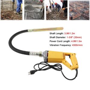 Concrete Vibrator Hand Held 800W Electric Concrete Vibrator with 1.2m(3.9ft) Copper Shaft Rod Portable Pencil Cement Vibrarator for Remove Air Bubble and Mix Concrete