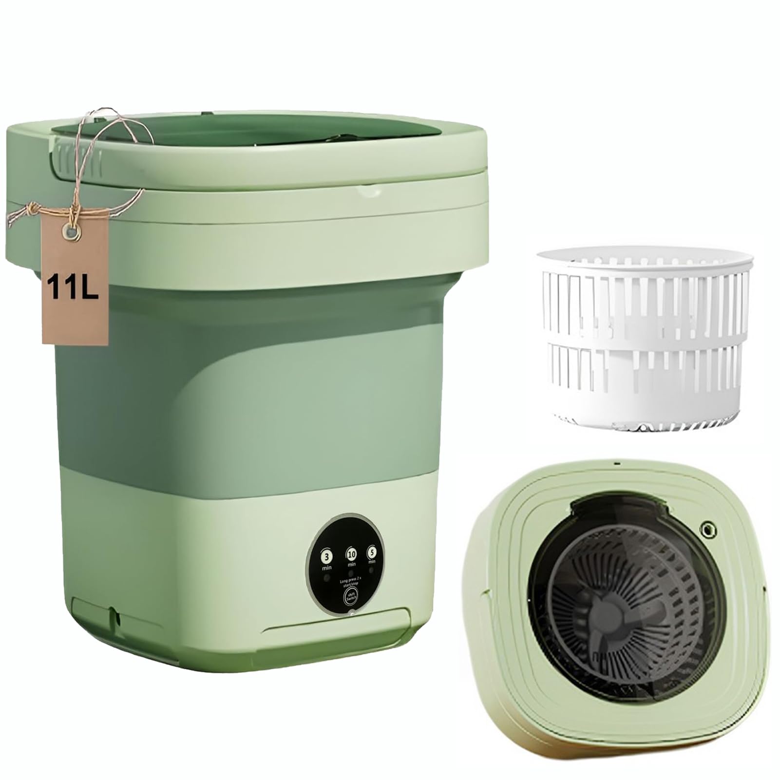 Updated Model Portable Washing Machine Mini Foldable Washer Machine 10L Large Capacity, with Drainage Basket,for Baby Clothes,Underwear or Small Items,for Apartment Camping RV or Travel