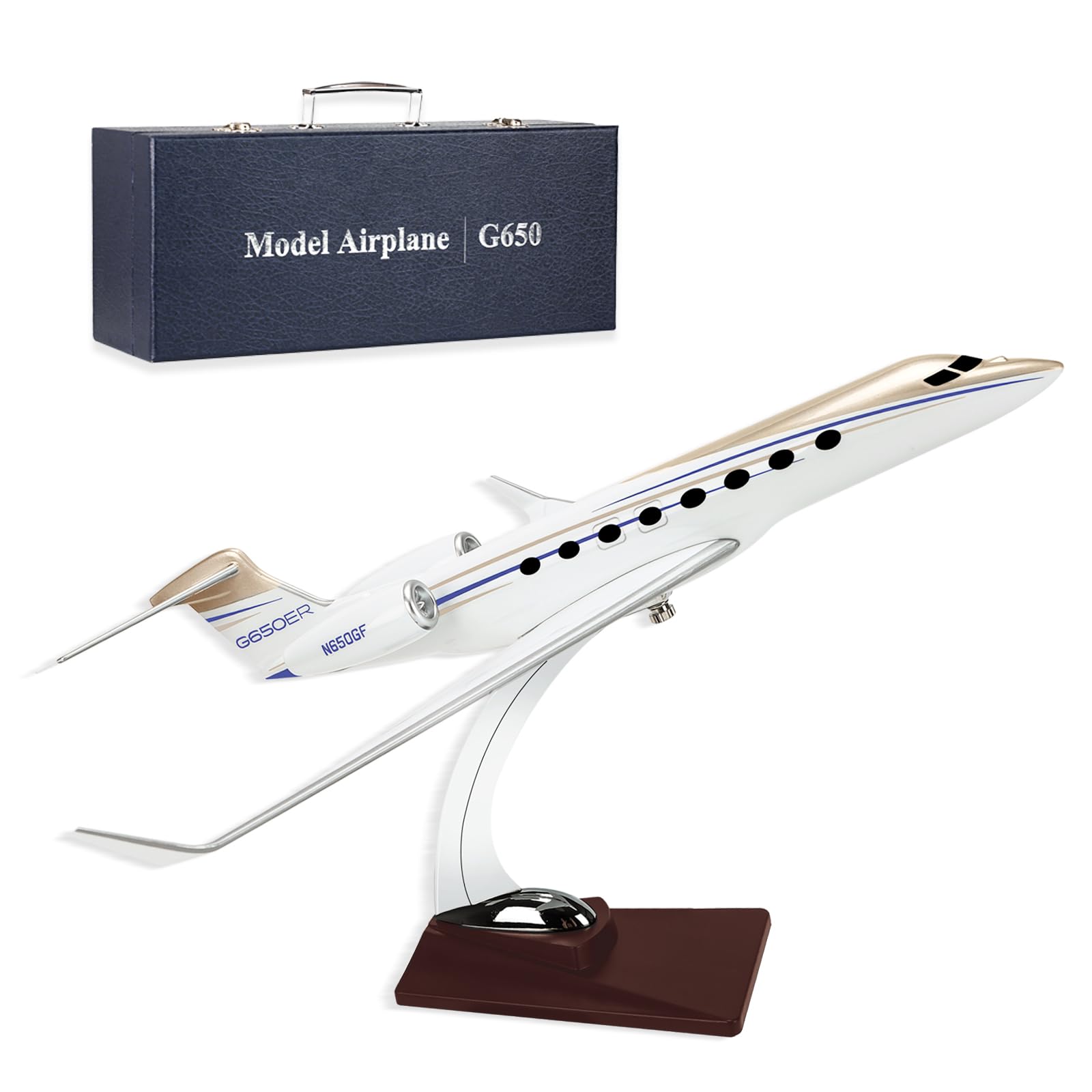 RUFXIEZW 1:100-Scale Model Jet Model Airplane GulfstreamG650,Alloy Model Jets Resin Aircraft Model Toy,Transporter Display Model Plane with Stand and Box Adult Collectibles and Decoration (G650)