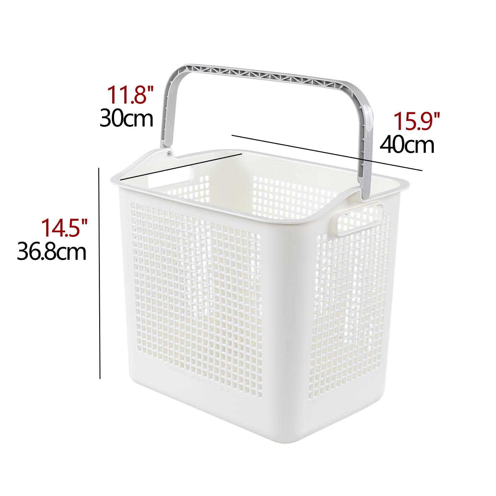 Minekkyes Set of 4 Large Hampers for Laundry with Handles, Plastic Laundry Baskets Bin, Dirty Clothes Storage Bin, White