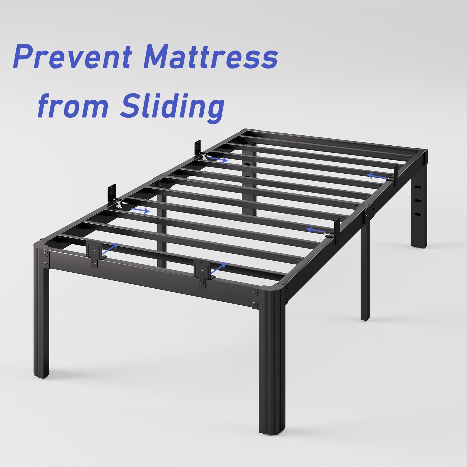 Hunlostten 6 Pcs Mattress Slide Stopper for Twin Bed Frame, Non Slip Mattress Gripper, Mattress Stoppers to Prevent Sliding, Easy Installation, Wide Adaptation Range, Black