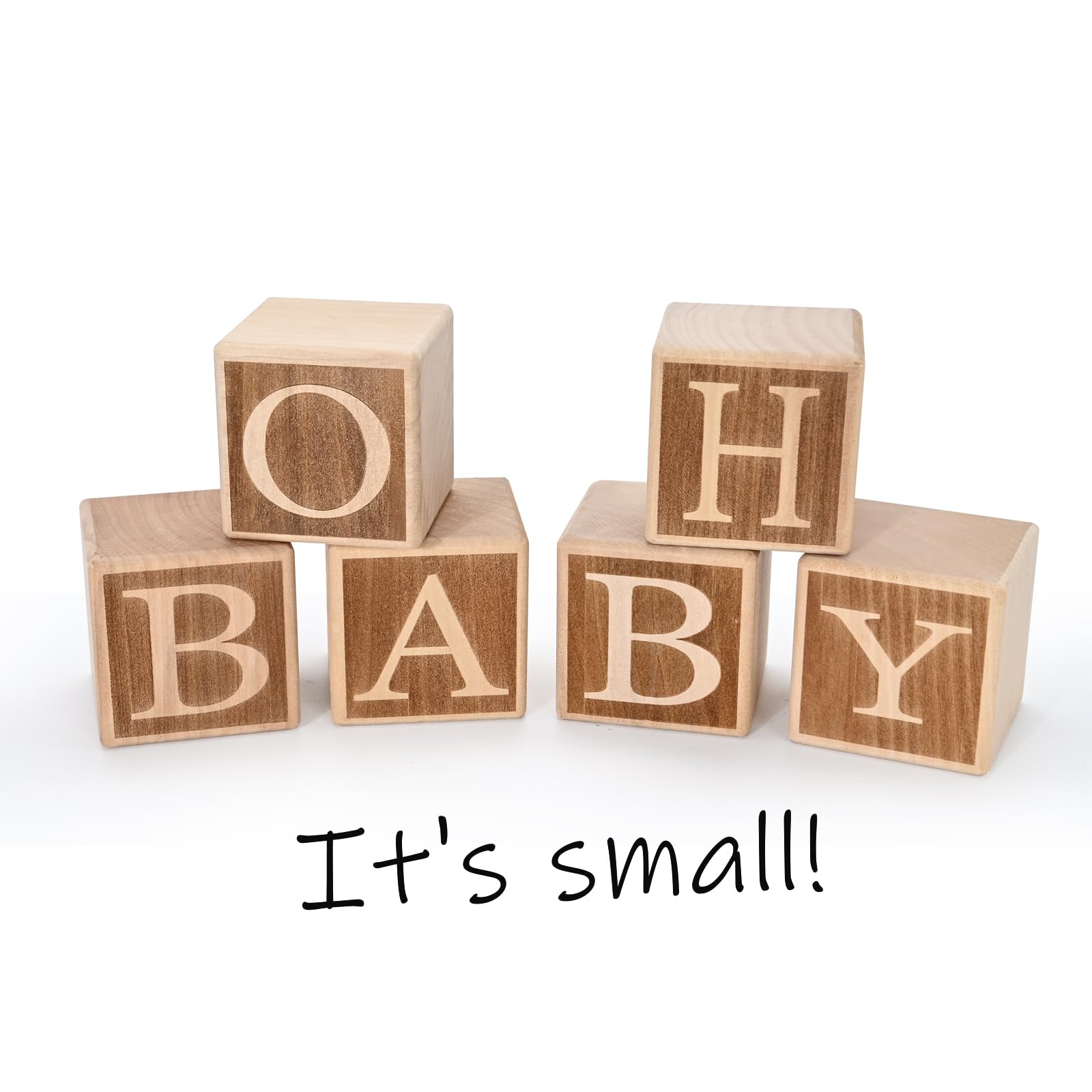 OH BABY Sign Little Blocks (Wooden/Small2.0") for Baby Shower Party Table Centerpiece Decoration, Gender Reveal Letters Guestbook Keepsake