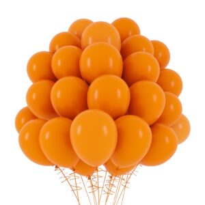 rubfac orange balloons, 110pcs 12 inch orange balloons and ribbon, thick latex balloons for birthday wedding baby shower graduation anniversary party thanksgiving decorations