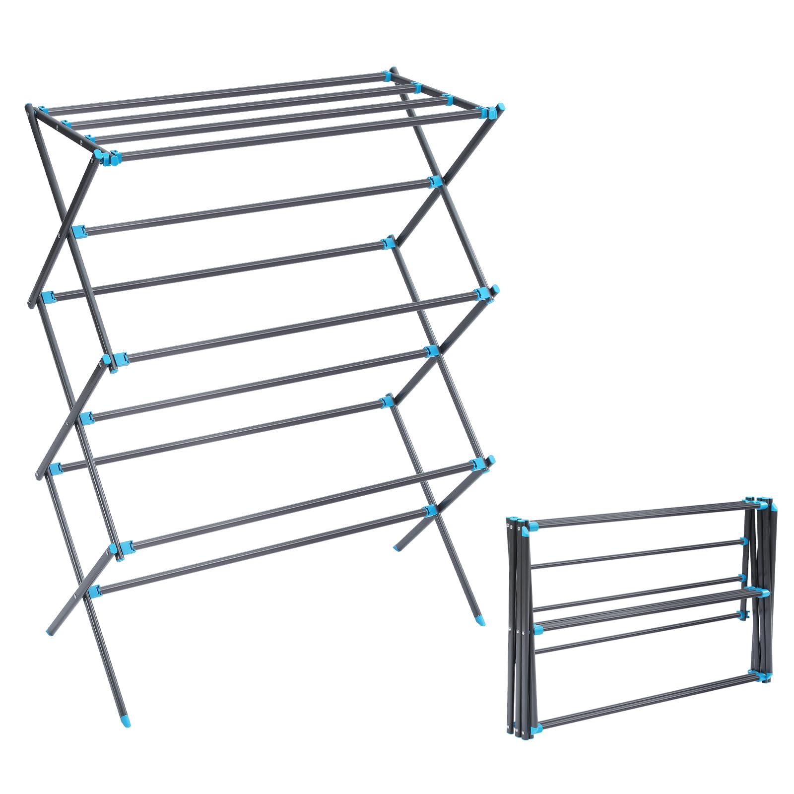 APEXCHASER Drying Rack Clothing, Metal Collapsible Clothes Drying Rack for Clothes, Towel, Oversize, Indoor/Outdoor/Laundry Room, Graphite