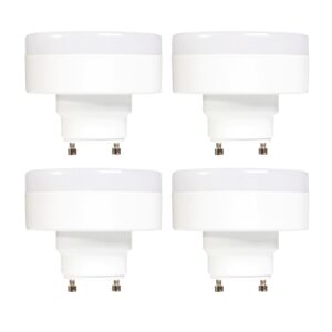 sleeklighting | 11w, 60w eq, gu24 base led 2 prong light bulbs, ul approved, 120v, mini twist lock, 4200k–daylight white, dimmable - replaces spiral self ballasted cfl two pin fluorescent bulbs (4pk)