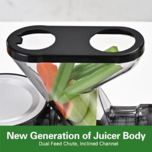 Kitchen in the box Juicer Machines, Small Cold Press Juicer for Single Serve, Slow Masticating Juicer Machine Vegetable and Fruit for Everyday Use, Quiet DC Motor, BPA-Free (Black)