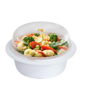 trenton gifts microwave steamer for vegetables - veggie steamer microwavable, ideal for cooking fresh vegetables. bpa free, dishwasher safe