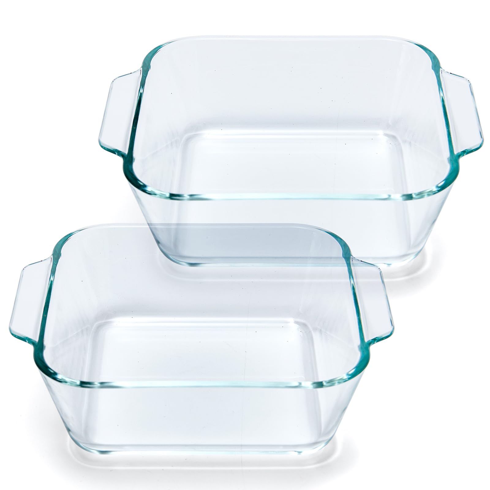 Small Casserole Dishes 2 Pack, 5 Inch Glass Square Baking Dish Individual Portion Baking Pan for Oven Microwave Air Fryer Square Egg, Clear Prep Bowls with Handle