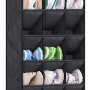 AOODA 24 Pairs Over the Door Shoe Organizer for Closet, Deep Pockets Large Hanging Shoe Rack for Door, 8-Tier Shoe Holder Hanger Shoe Storage Organizer, Black