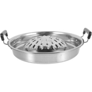 aboofan thai korean bbq grill pan stainless steel barbecue grill topper camping bbq pan for shabu vegetable egg pork beef meat garlic korean cookware silver