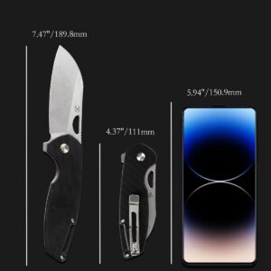 KANSEPT Model 6 Pocket Folding Knives EDC Camping Folding Knife 3.1'' 154CM Material Pocket Folding Knife with Black G10 Handle Everyday Carry Folding Knife T1022A1