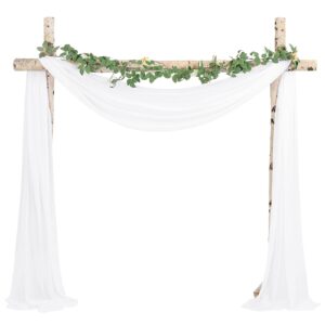 Wedding Arch Draping Fabric 4 Panels 28" x20ft White Chiffon Curtain Drapes, Sheer Backdrop Curtain Wedding Arch Decorations, Ceiling Drapes for Wedding Ceremony Bridal Show Party Ceiling Decor