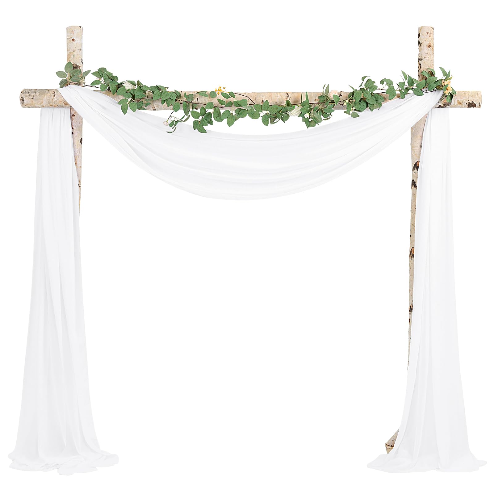 Wedding Arch Draping Fabric 4 Panels 28" x20ft White Chiffon Curtain Drapes, Sheer Backdrop Curtain Wedding Arch Decorations, Ceiling Drapes for Wedding Ceremony Bridal Show Party Ceiling Decor