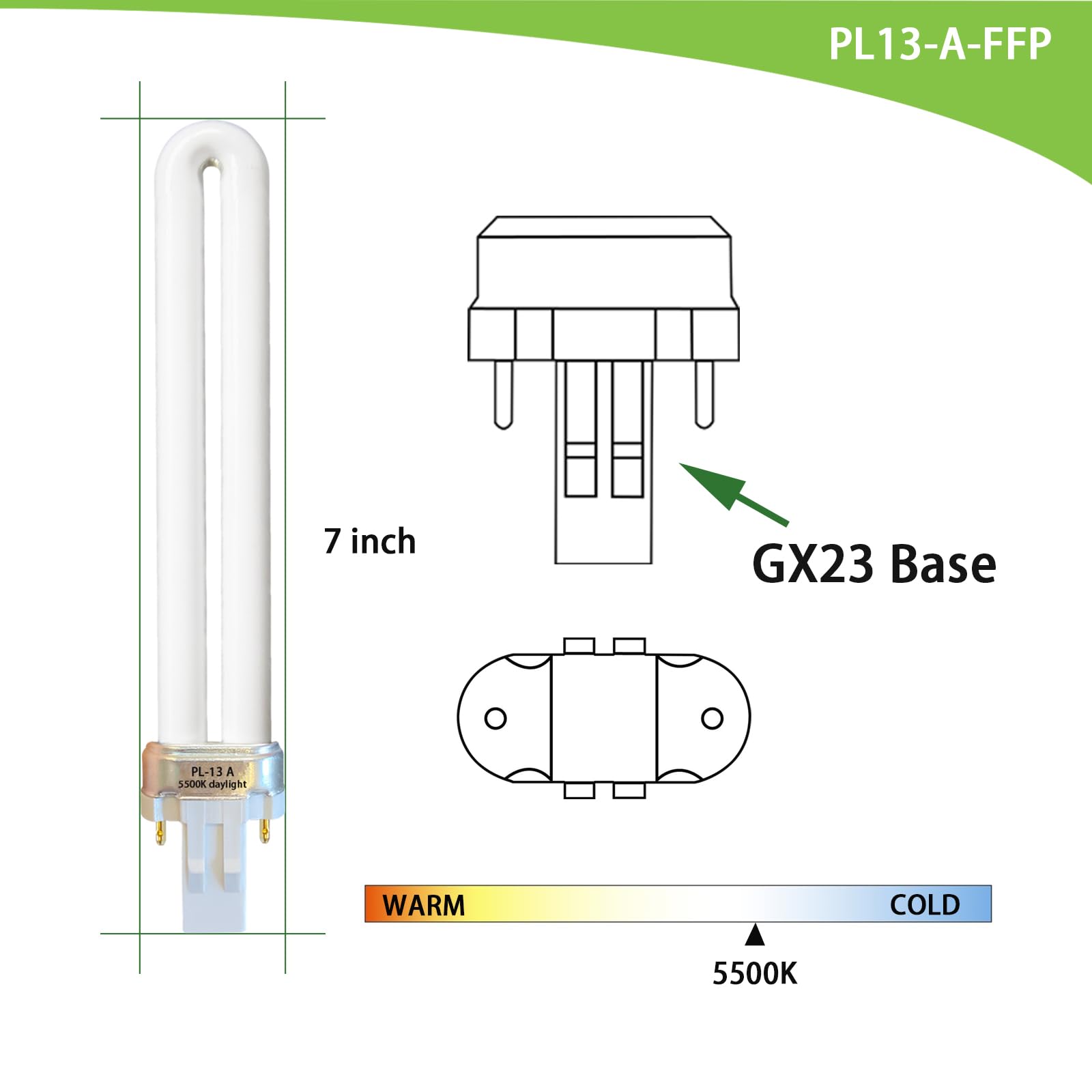 (2 Pack) PL13-A-FFP 13W Replacement Light Bulb with Magnetic Ballast,Replace for Ottlite Lamps Purchased Before 2008,13W Type A Light Bulb,5500K Bright Natural Daylight,GX23 Base