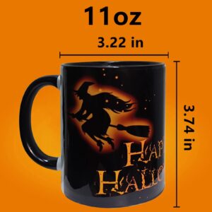 ERYUWOZA Halloween Coffee Mugs - Halloween Mug Cups -Ghost Mug Cup- Spooky Mug Cup - Witch Mug Cup - Bat Mug Cup - Fall Mug Cup, Halloween Mug Gift for Women Men, Black(11 oz)