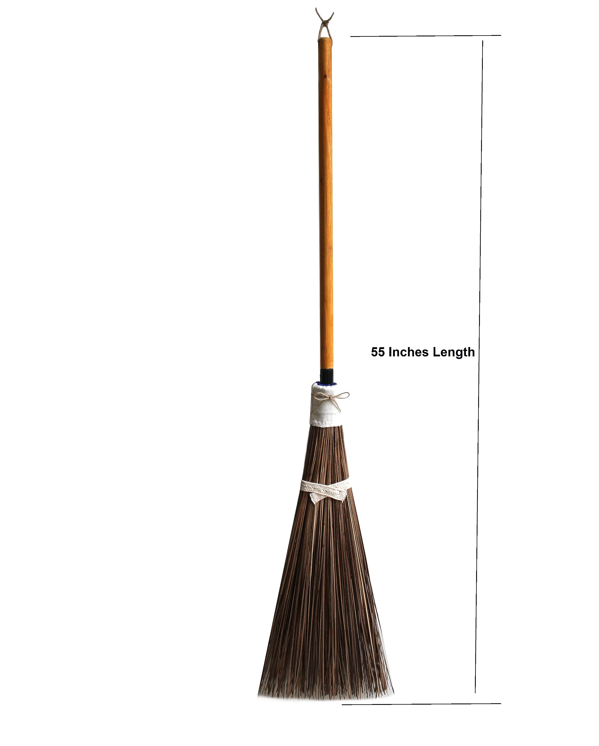 Nekenky Coconut Broom - 55 Inches Length, Heavy Duty Broom, Garden Broom, Natural Broom, Outdoor Broom, Garage Broom, Hard Floor Broom, Outdoor Brooms for Sweeping Patio