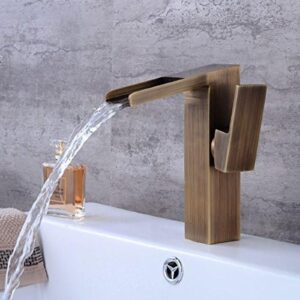 Kitchen & Bath Fixtures Taps Faucet,EuropUPC Antique Basin Faucet Waterfall Hot and Cold Faucet Bathroom Under Counter Basin Faucet