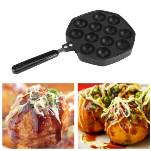 Mini Pancake Pan, Cast Iron Aebleskiver Pan with 12 Cavities Aluminum Ebelskiver Pan Griddle Half Sphere Takoyaki Maker for Pancake Maker, Danish Stuffed, Baking Cooking