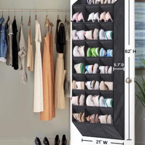 AOODA 24 Pairs Over the Door Shoe Organizer for Closet, Deep Pockets Large Hanging Shoe Rack for Door, 8-Tier Shoe Holder Hanger Shoe Storage Organizer, Black