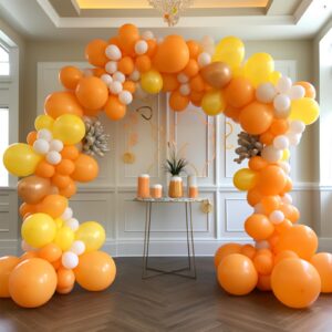 RUBFAC Orange Balloons, 110pcs 12 Inch Orange Balloons and Ribbon, Thick Latex Balloons for Birthday Wedding Baby Shower Graduation Anniversary Party Thanksgiving Decorations