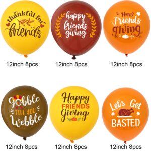 48 PCS Friendsgiving Balloons,Friendsgiving Party Decorations Balloons for Fall Theme Wedding Bridal Baby Shower Boys Girls Birthday Thanksging Day Party Decoration