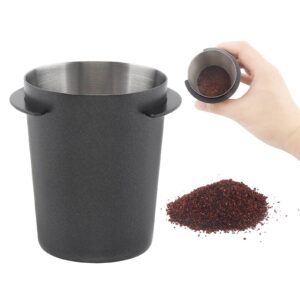 TQEONKL Coffee Dosing Cup 54mm, Stainless Steel Espresso Coffee Dosing Cup Espresso Machine Accessories, Coffee Powder Feeder Part Coffee Grinder Powder Cup Compatible with 54mm Portafilter, Black