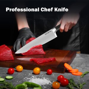 OuYehTzu 8 Inch Chef Knife, Sharp Japanese High Carbon Steel Kitchen Knives, Professional Cooking Knife with Sandalwood Handle