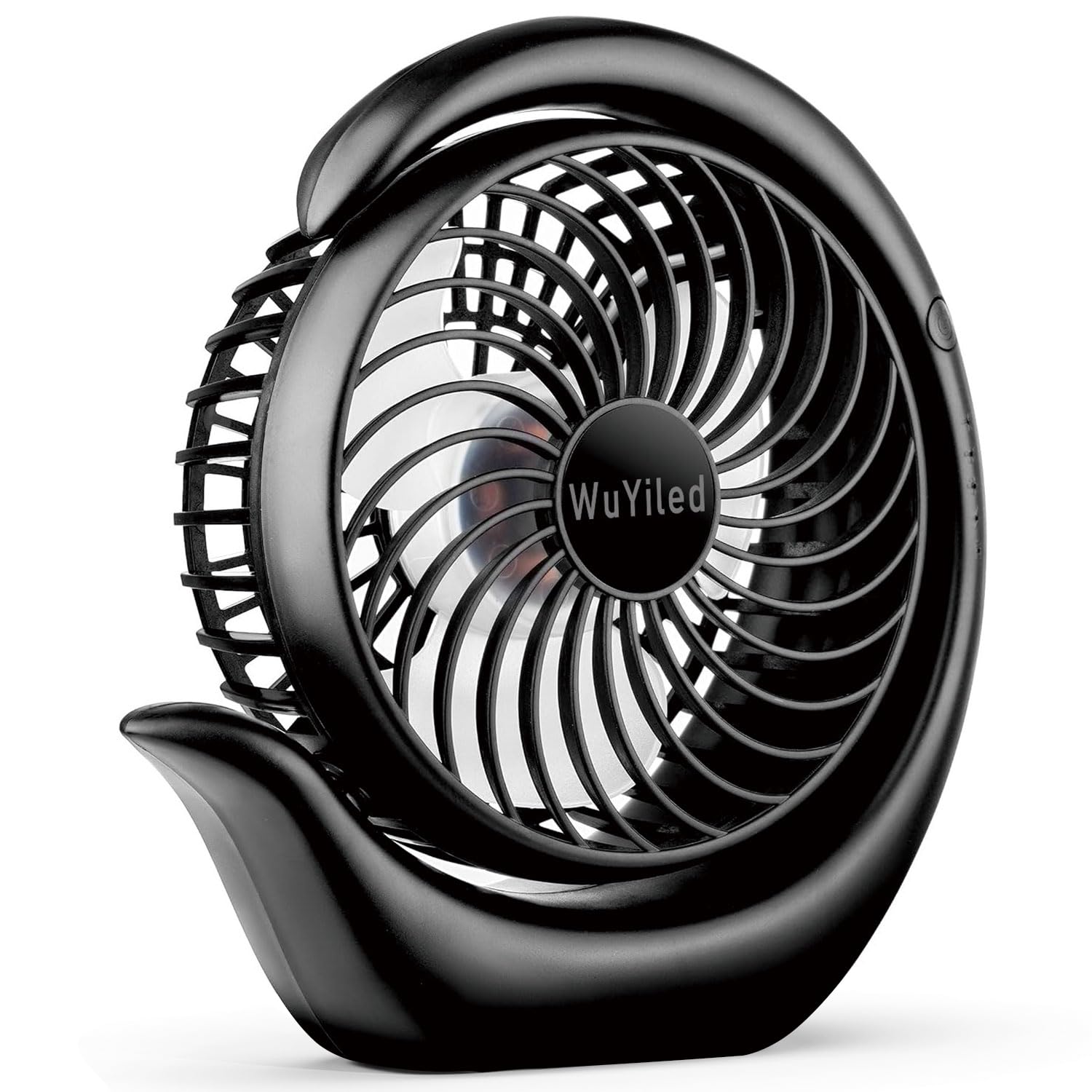 WUYILED Small Rechargeable Fan, Portable Usb or Battery Fan, 3600mah Small Desk Fan, 8-24Hours Working, 3 Speed & Keep Quiet, 3.28Ft Charging Cord(Black)